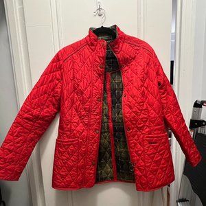 Red quilted Barbour jacket